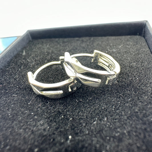 Silver Twisted Hoop Earrings, Silver Huggie Hoop Earrings, Huggie, Sleepers, Statement Earrings, Double Twist Hoop, A127