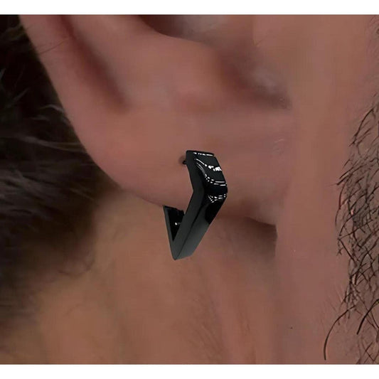 Mens Black Earring, Black Triangle Earring, Mens Earrings, Black Earrings, Mens Huggie Earrings, Single earring for Men, A310