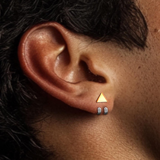 Mens Earrings - Silver Gold Stud Earrings, Manly, Minimalist Male Earring, Silver, Mens Stud Earrings, Studs for Men, Gifted earrings, A205