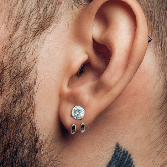 Mens Earrings - CZ Silver Stud Earrings, Men, Male Jewellery, Men Jewelry, Silver, Mens Stud Earrings, Studs for Men, Wrap earrings, A362