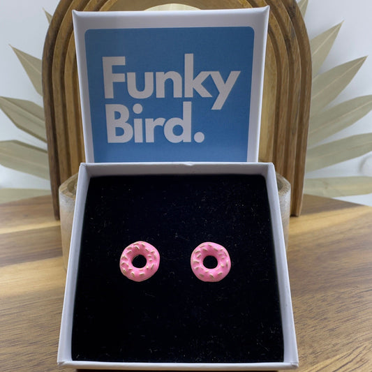 Donut Earrings, Donut lover, Gift for Cook, Unique fun gift for teens or for girls fun Donut Earrings, Pink Studs Food Jewelry, A064