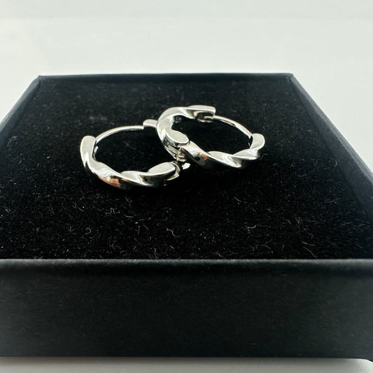 Twisted Hoop Earrings - Silver Huggie Earrings, Men, Minimalist Male Earring, Hoop Earrings, Sterling Silver, Double Twist Hoop, A110
