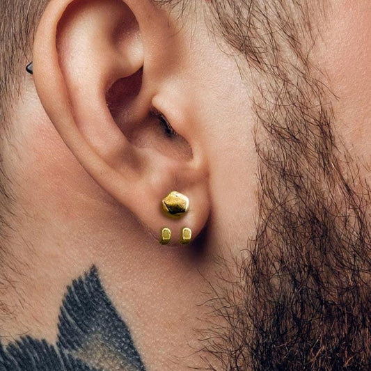 Mens Earrings - Gold Stud Earrings, Men, Minimalist Male Earring, 18k Gold Studs for Men, edgy earrings, Hex Studs, A510