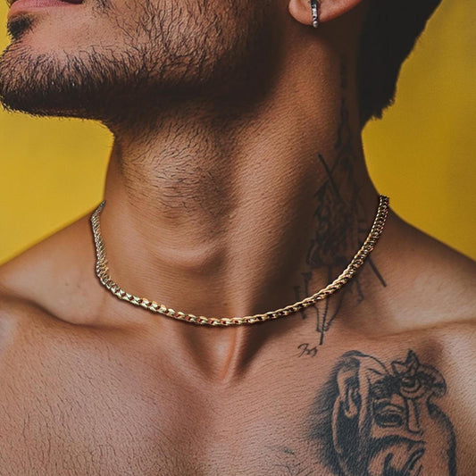 18k Miami Cuban Chain - Chunky Gold Chain Necklace for Men - Mens Gold Chain Real Gold Waterproof Chain - Men's Jewelry Gold Necklace, B007