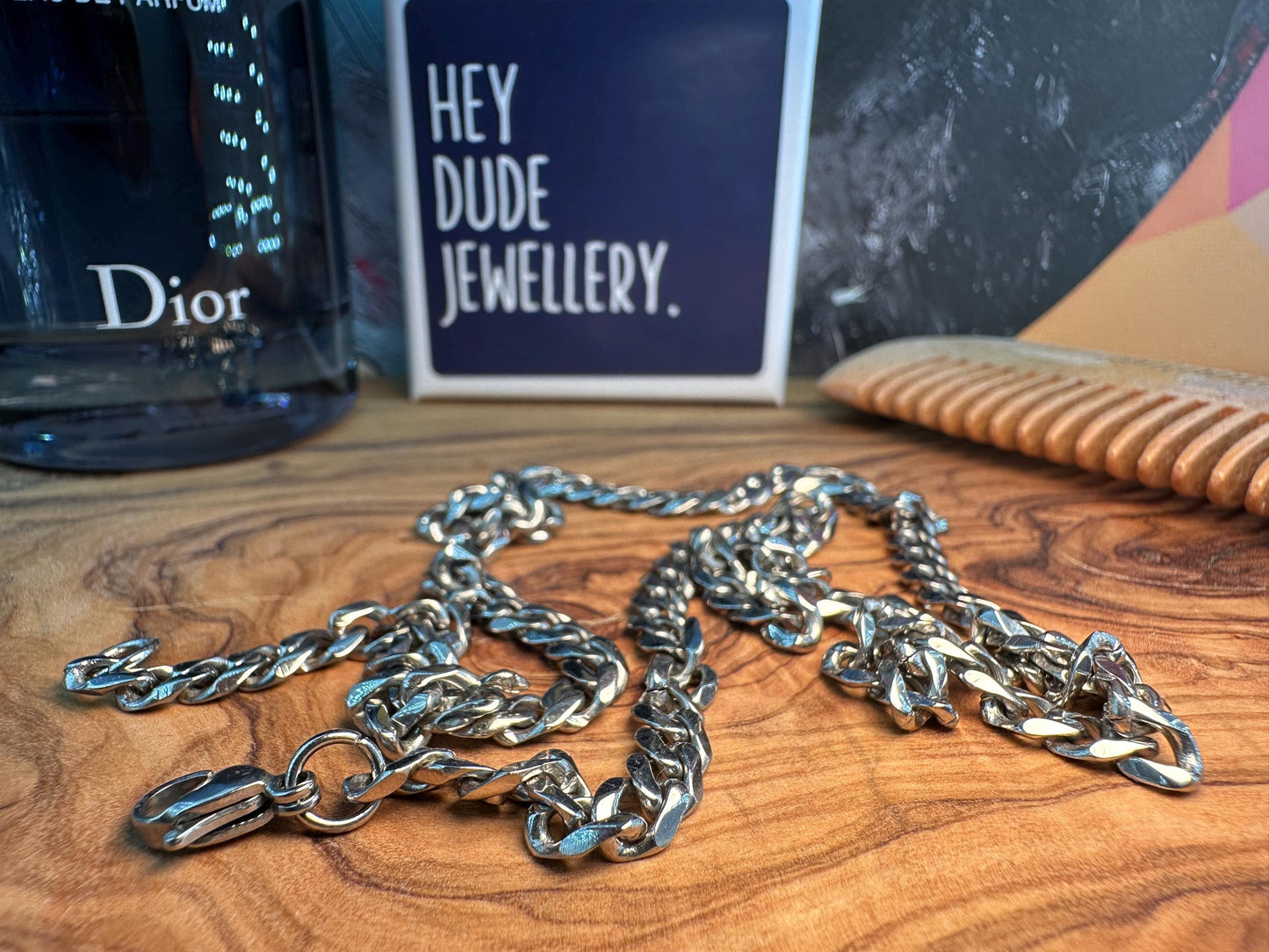 Silver Cuban Chain, Mens Silver Chain, 50cm, Mens Necklace, Mens Chain, Man Necklace Stainless Steel, Mens Silver Necklace, B005