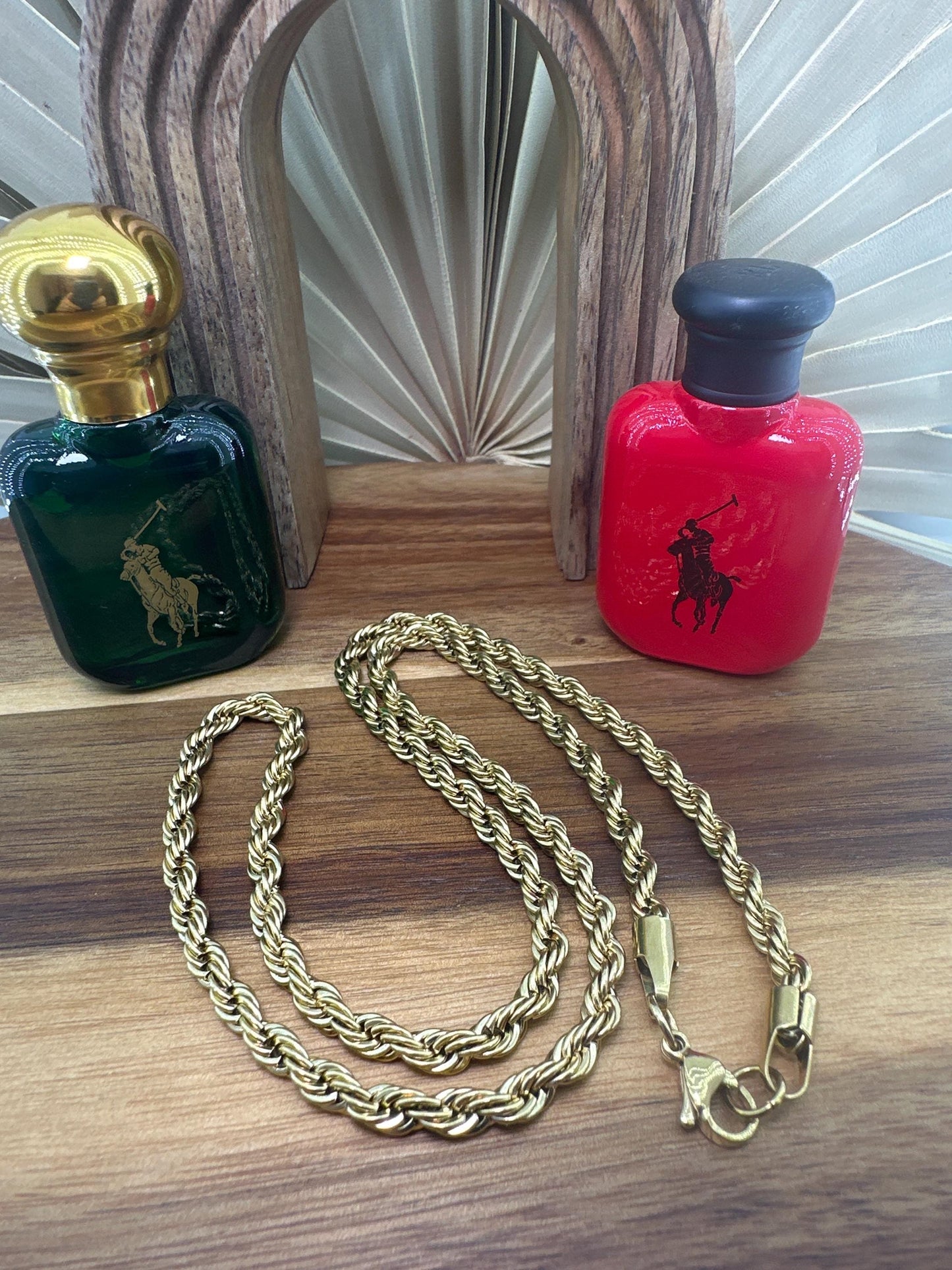 Gold Rope Necklace for Men - Gold Rope Chain  - Mens Gold Necklace - 50cm - Waterproof Chain - gifts for him - Men's Jewelry Necklace, B003