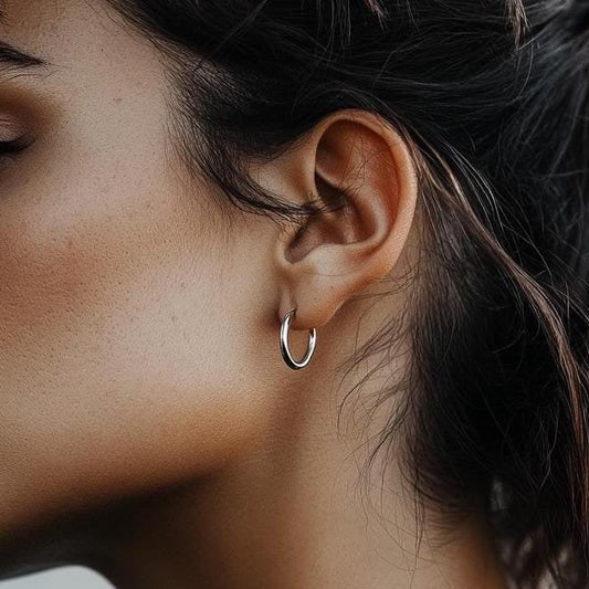 Womens Silver Huggie Hoop Earrings - Minimalist Jewellery Gift, Simple Silver Hoops, Silver Hoop Earrings, A002