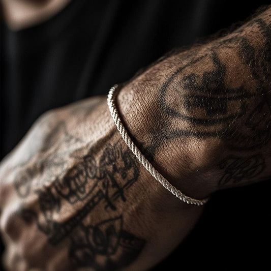 Silver Rope Bracelet for Men - Silver Stainless Bracelet  - Mens Silver Rope Bracelet Waterproof Chain - Men's Jewelry Silver Bracelet, B015