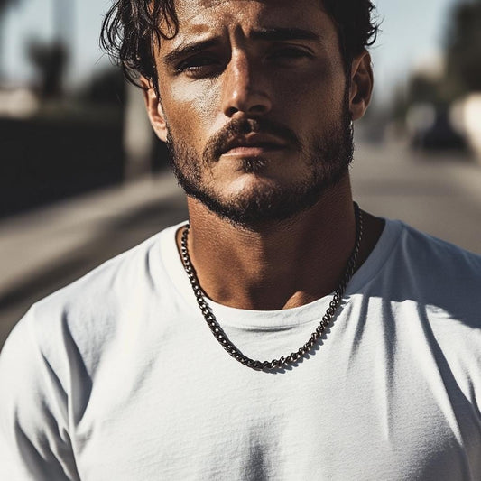 Black Chain Necklace for Men - Black Chain - Stainless Steel - 60cm - Mens Black Chain Black Waterproof Chain - Men's Jewelry Necklace, B010