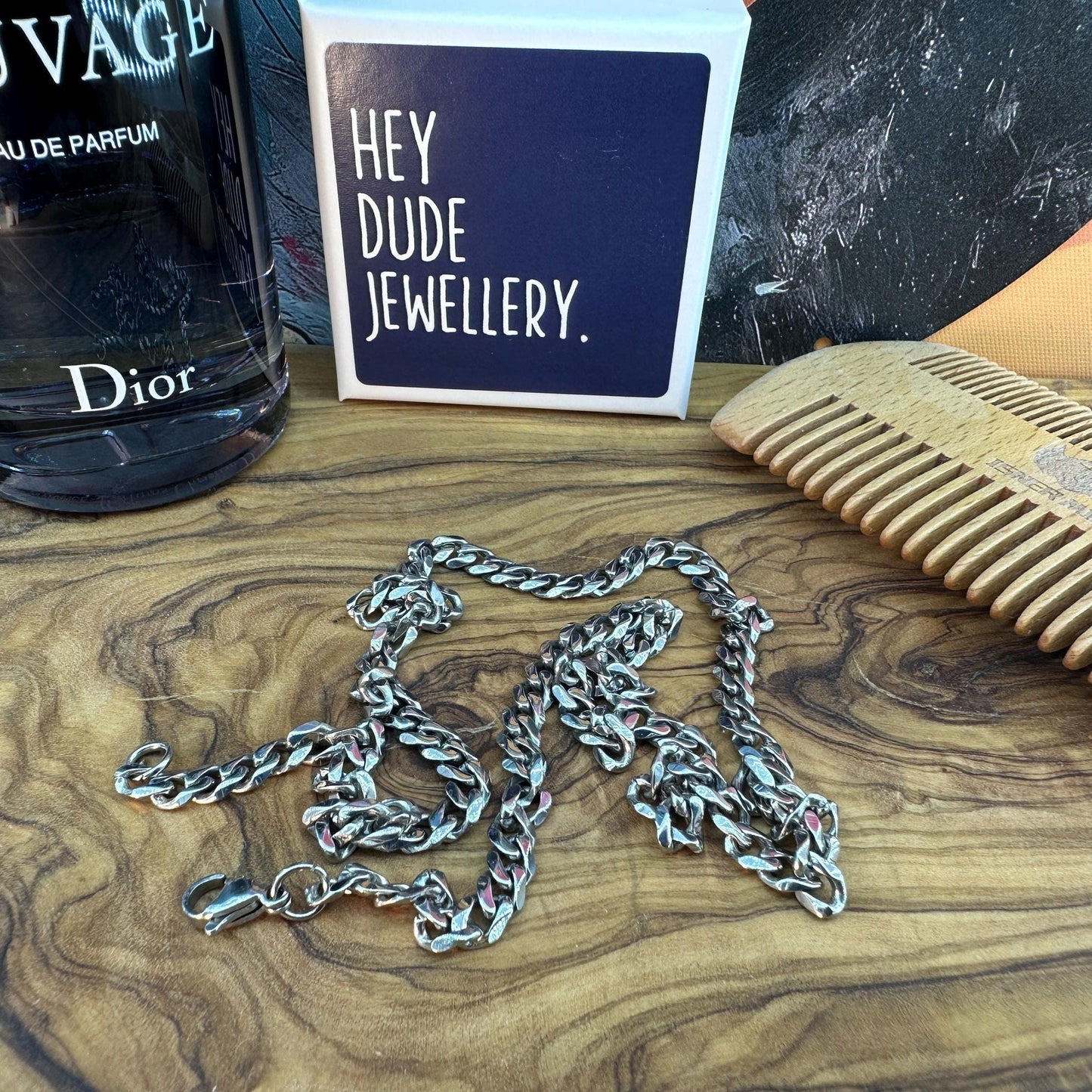 Silver Cuban Chain, Mens Silver Chain, 50cm, Mens Necklace, Mens Chain, Man Necklace Stainless Steel, Mens Silver Necklace, B005