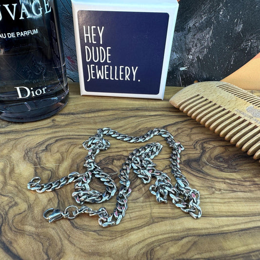 Silver Cuban Chain, Mens Silver Chain, 50cm, Mens Necklace, Mens Chain, Man Necklace Stainless Steel, Mens Silver Necklace, B005
