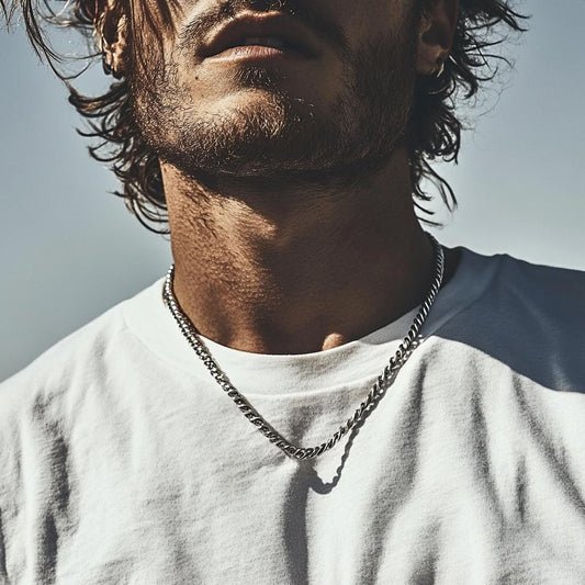 Silver Rope Necklace for Men - Silver Stainless chain  - 50cm - Mens Silver Rope chain Waterproof Chain - Men's Jewelry Silver Bracelet B002