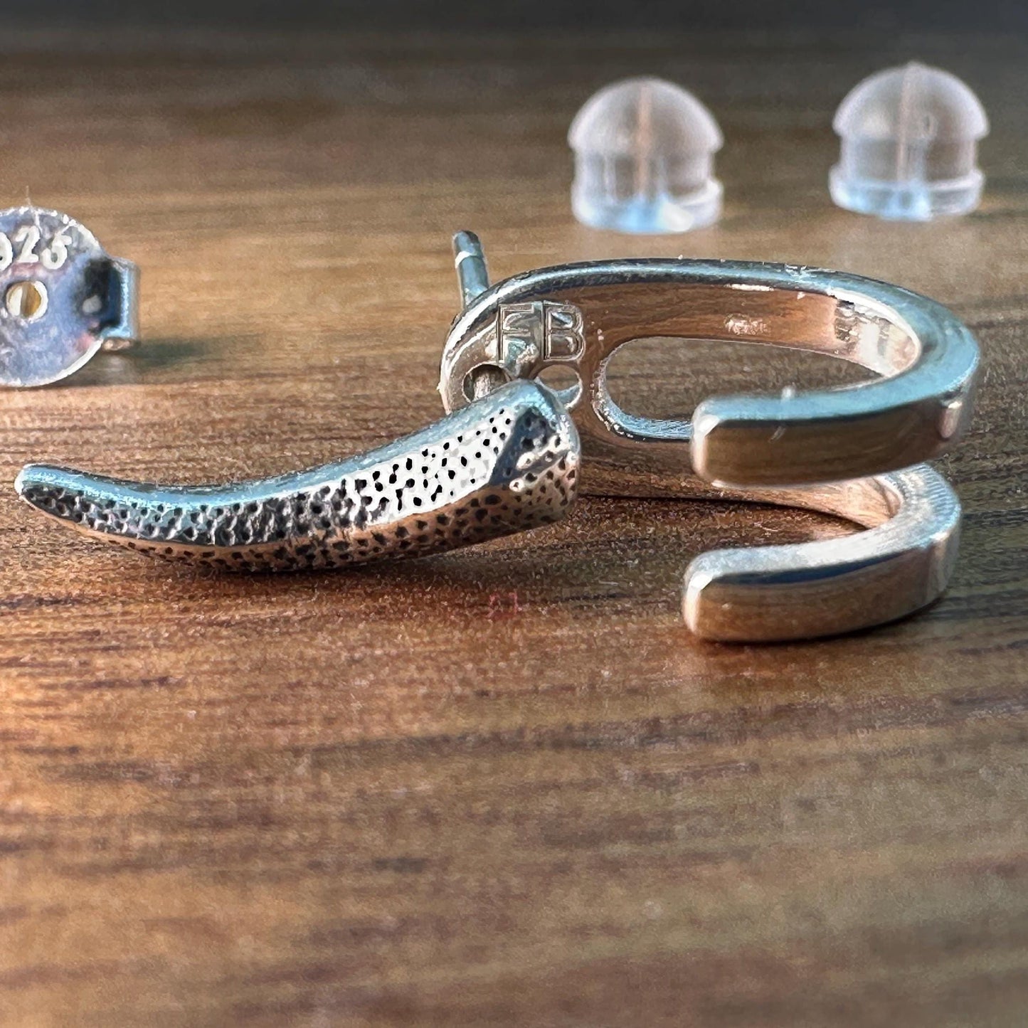 Mens Earrings - Sterling Silver Stud Earrings, Men, Male Earring, Sterling Silver, 925, Mens Stud Earrings, Studs for Men, tick v hoop, B017