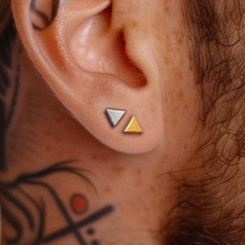 Mens Set Of Earrings - Gold Stud Earrings | Silver Stud Earrings | Set | Stacking studs |  Mens Stud Earrings, Stud Set for  Men, A511, A388