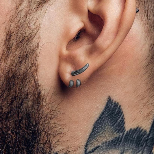 Mens jewelry - Grey Silver Stud Earrings, Men, Minimalist, Grey Jewelry, manly earring, Mens Stud jewelry, Studs for Men, tick, A229