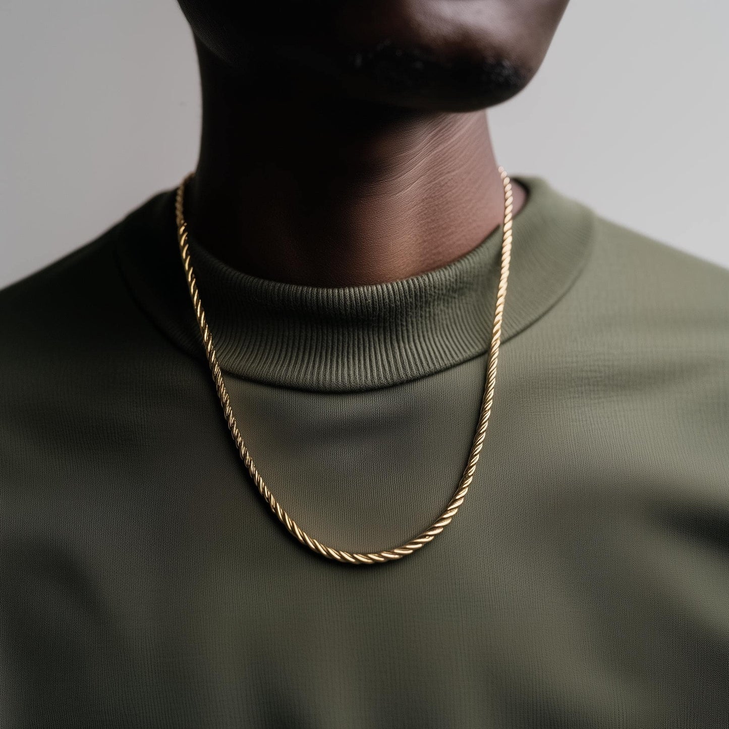 Gold Rope Necklace for Men - Gold Rope Chain  - Mens Gold Necklace - Waterproof Chain - gifts for him - Men's Jewelry Gold Necklace, B004