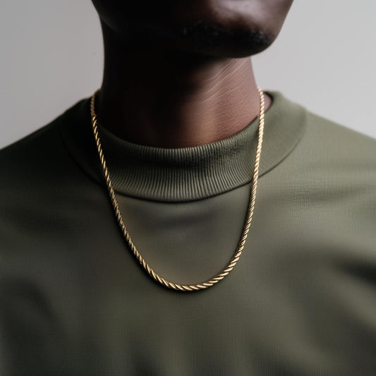 Gold Rope Necklace for Men - Gold Rope Chain  - Mens Gold Necklace - Waterproof Chain - gifts for him - Men's Jewelry Gold Necklace, B004