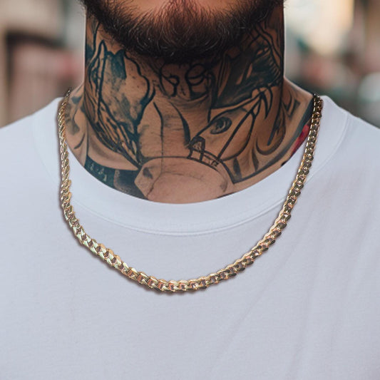 Gold Chain Necklace for Men - 18k Miami Cuban Chain - Stainless Steel - 60cm - Mens Gold Chain Gold Waterproof Chain - Men's Jewelry, B008