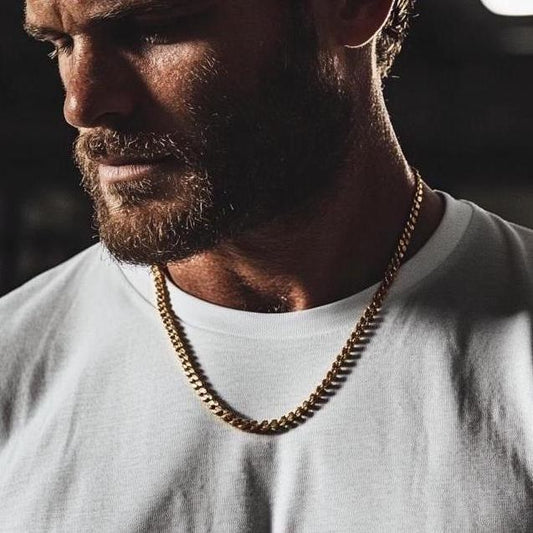 Gym Chain, chains men gym, workoutjewelry, Miami Cuban Chain - gym rats gifts, Necklace for Men - gym rat necklace, Waterproof Chain, B008