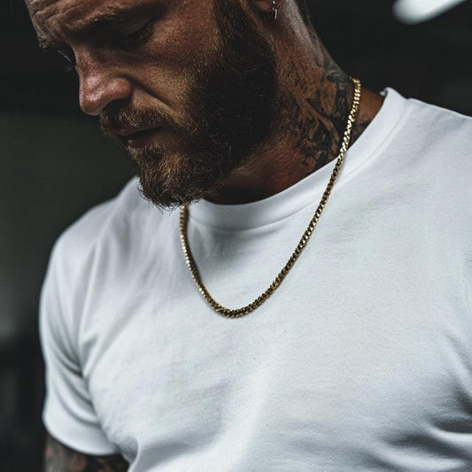 Gym Miami Cuban Chain - Giftful Gym Chain Necklace for Men - Gym Jewelry - Mens gifted gym Gold Waterproof Chain - Gym Gift - Gifted - B008