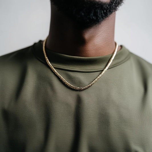 Gold Rope Necklace for Men - Gold Rope Chain  - Mens Gold Necklace - 50cm - Waterproof Chain - gifts for him - Men's Jewelry Necklace, B003