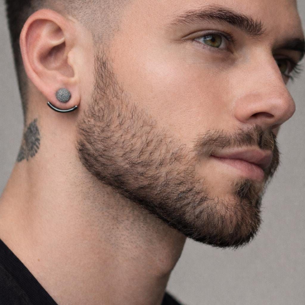 Mens Earrings - Gun Metal Grey wrap around  Earrings, Men, Minimalist Male Earring, Silver, Mens stud, Man Earrings, for Men, edgy, B026