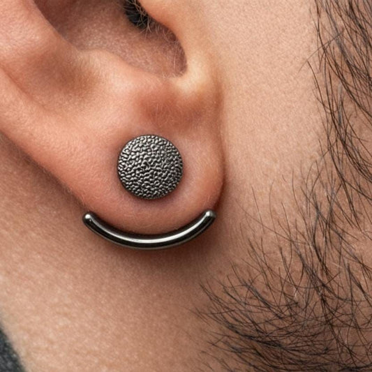 Mens Earrings - Gun Metal Grey wrap around  Earrings, Men, Minimalist Male Earring, Silver, Mens stud, Man Earrings, for Men, edgy, B026