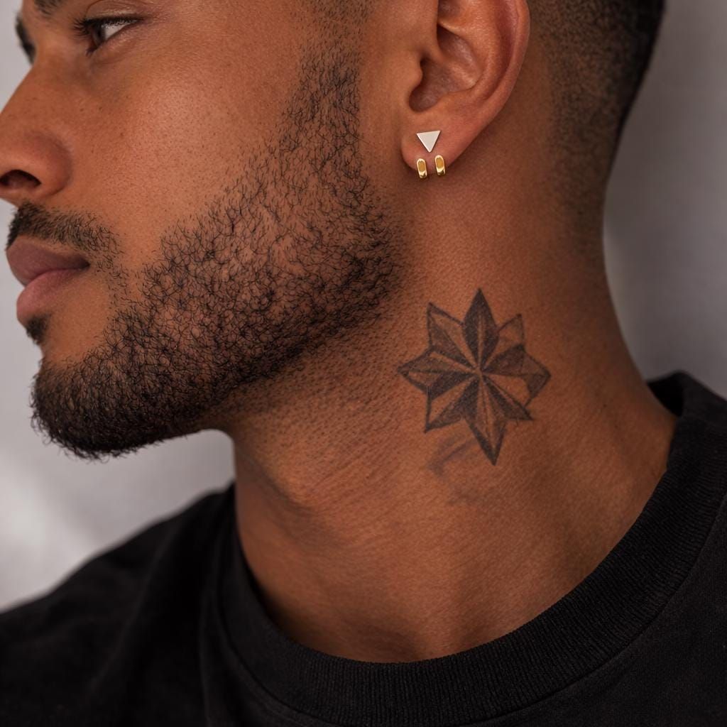 Triangle Stud Wrap Earrings for Men, Gold Hoop Jacket Earrings, Geometric Triangle Studs, Minimalist Mens Earrings, Stainless Steel Earrings