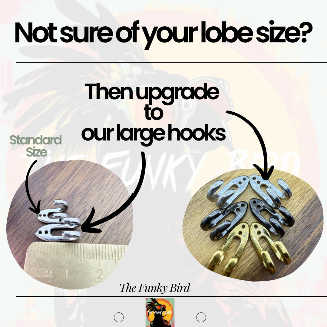 Large Earring Hooks, Silver Gold Gunmetal Converters, Upgrade Hooks for Bigger Earlobes, Spare Earring Parts, Comes as a Pair, B024